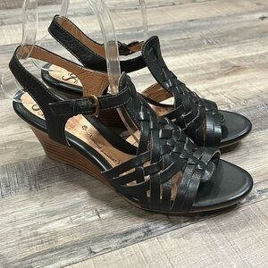 Söfft Petula woven leather wedge sandals like new 8